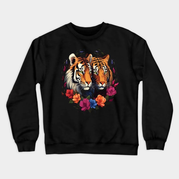 Siberian Tiger Couple Valentine Crewneck Sweatshirt by JH Mart